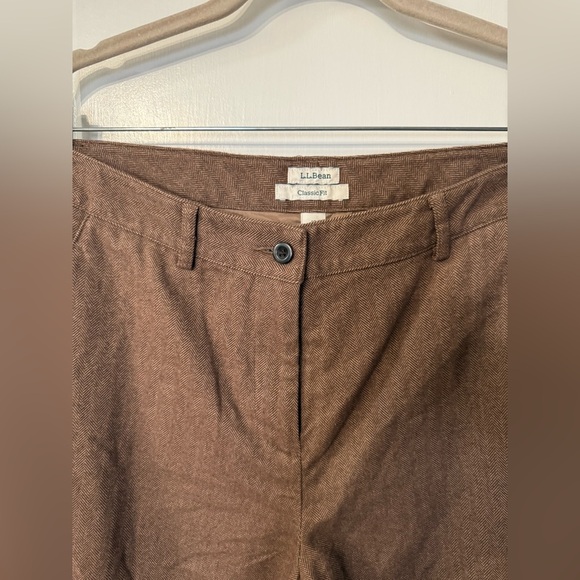 L.L. Bean Women’s Brown Classic Fit Herringbone Dress Pants - Size 10 PET - Picture 2 of 9